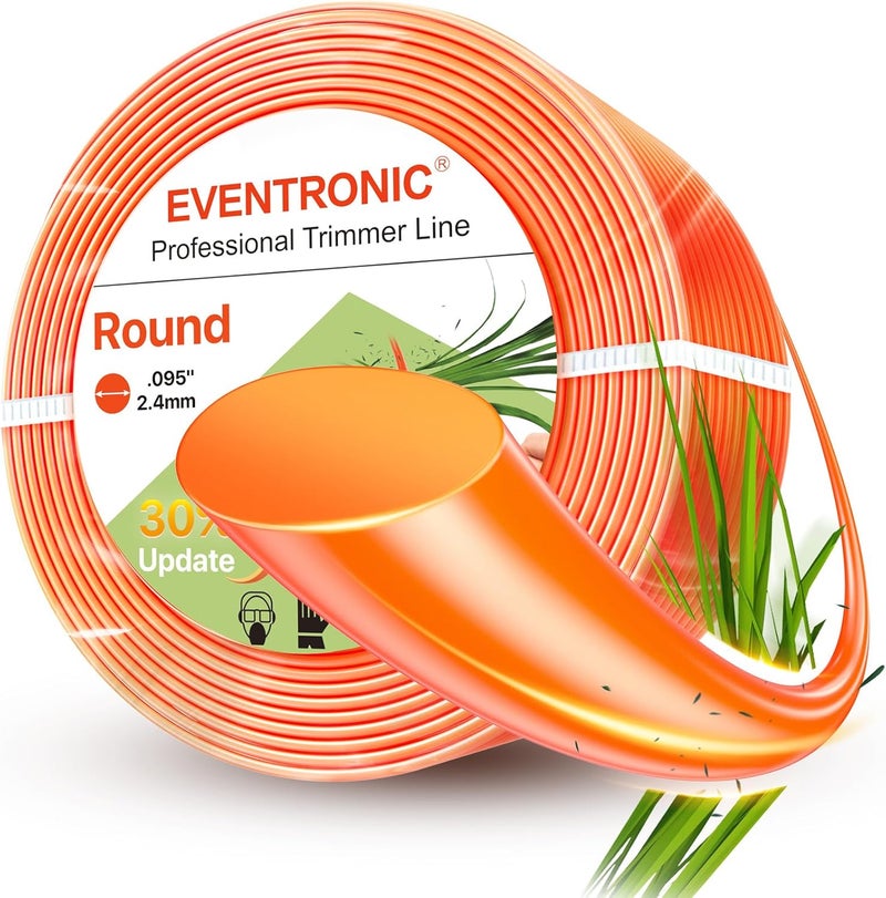 EVENTRONIC Weed Eater String, Trimmer Line for Universal Replacement, Round Weed Wacker String Fits Medium& Heavy Grass&Weeds, String Trimmer Line of Orange Premium Nylon - Image 1